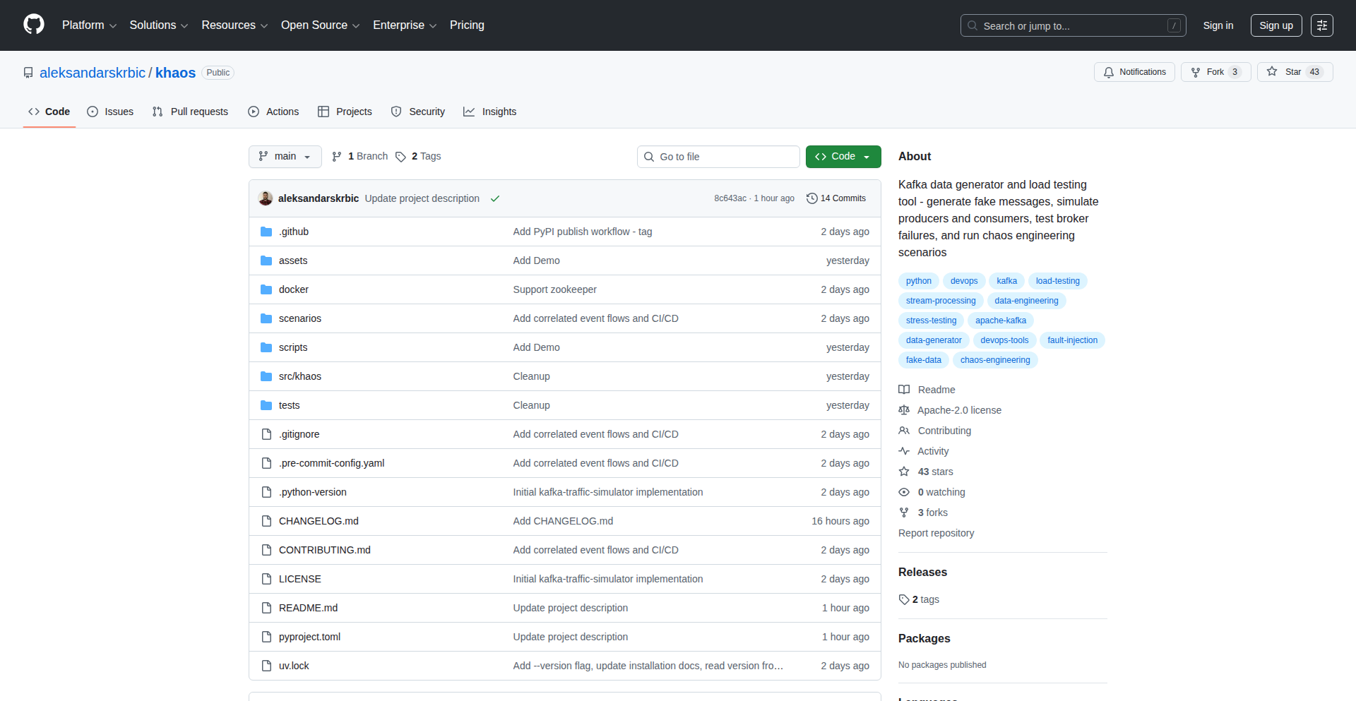 Khaos: Kafka Traffic Simulator for Observability and Chaos
