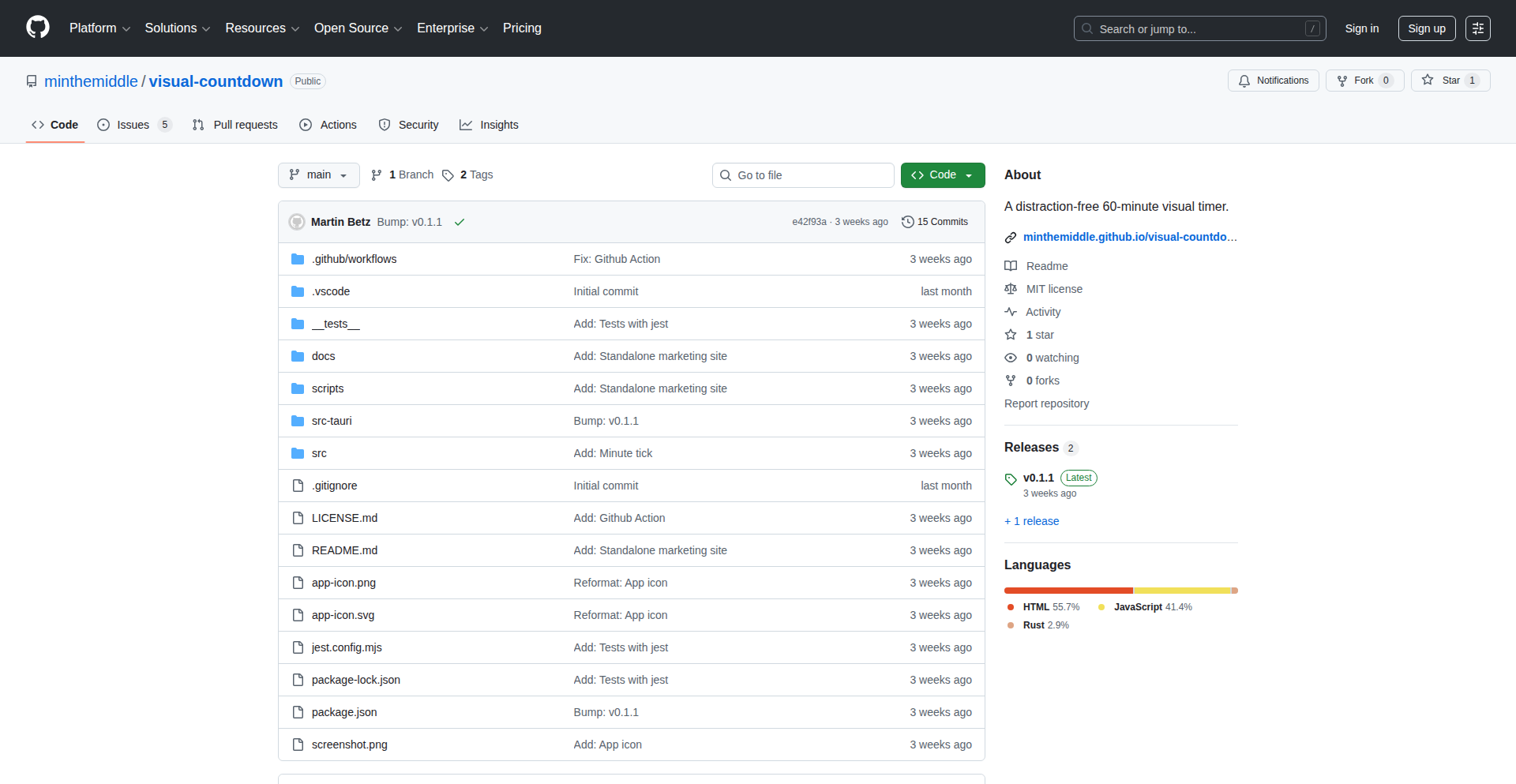 Tauri Visual Countdown