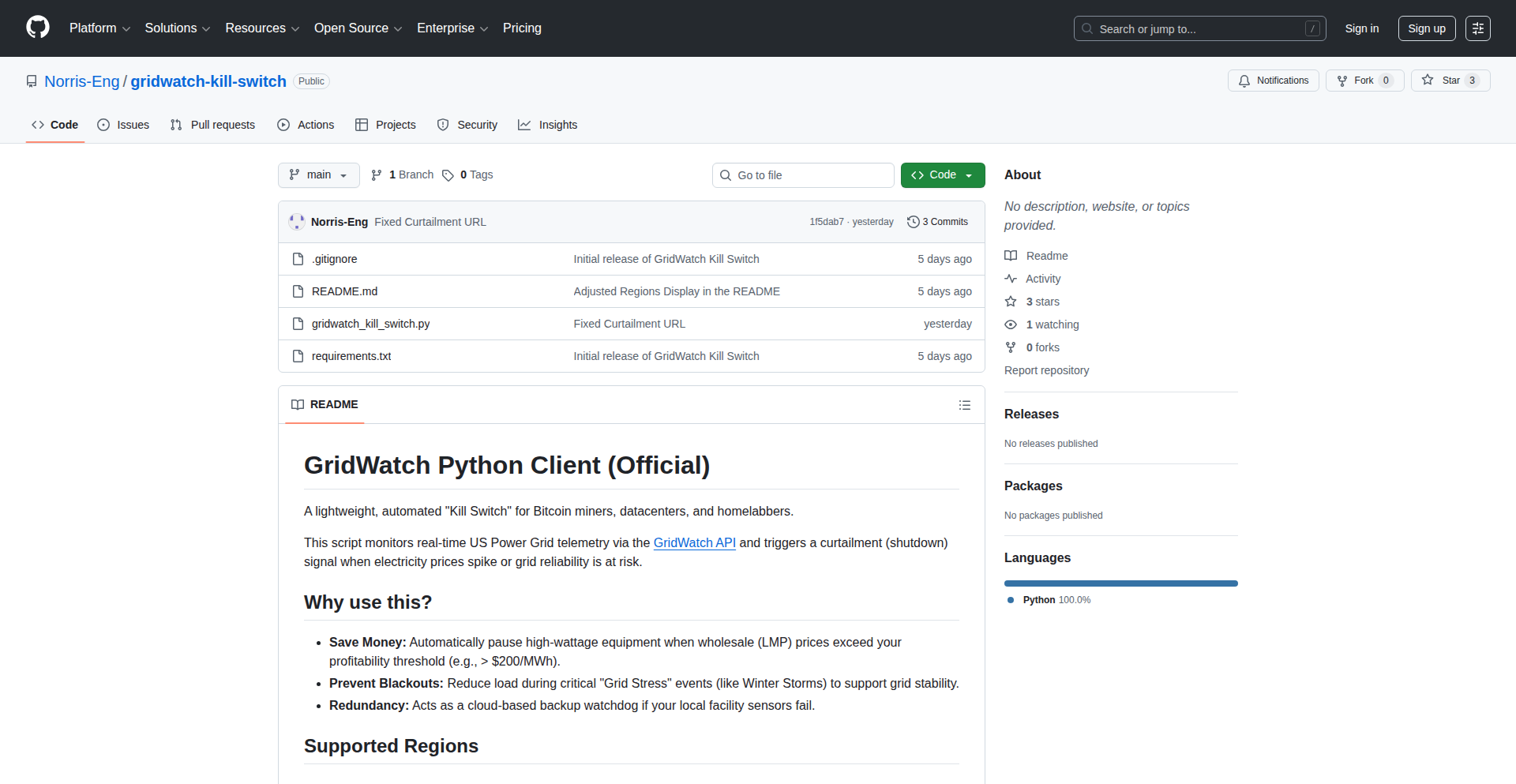 GridWatch Live Telemetry API