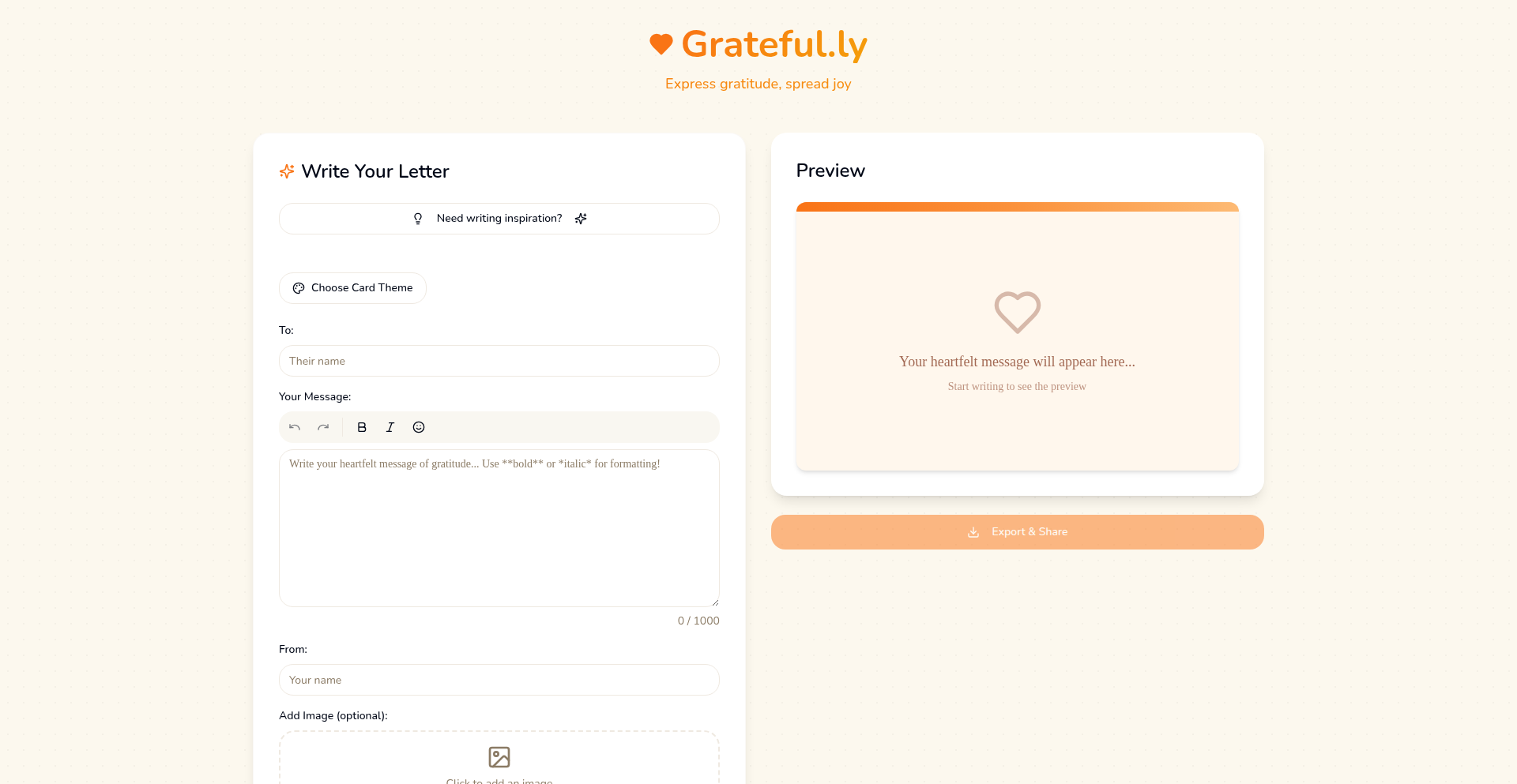 GratefulLy: Instant Gratitude Letter Generator